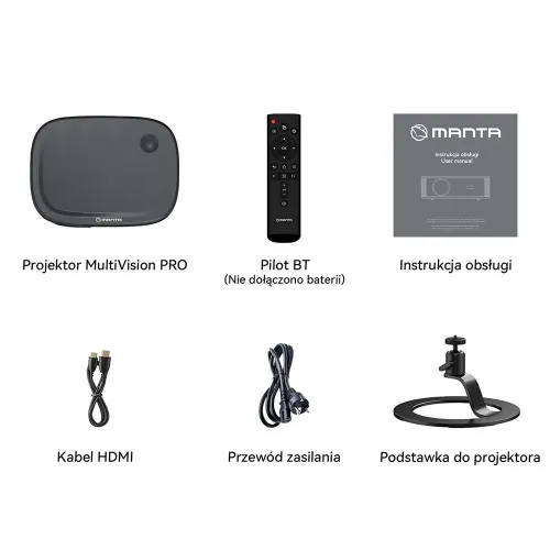 Projektor MANTA MultiVision Pro Full HD (1920 x 1080), 800 ANSI lumen, Wi-Fi, Bluetooth