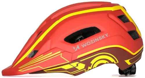 Kask rowerowy WOZINSKY HT-27CZ Czerwono-żółty Full Face dla Dzieci z odkręcaną szczęką (rozmiar uniwersalny)