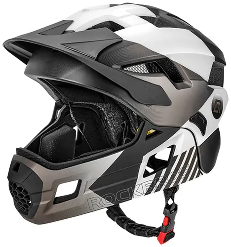 Kask rowerowy ROCKBROS TS-61 10110061006 Szary Full Face dla Dzieci z odkręcaną szczęką (rozmiar M)