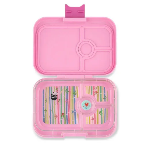 Yumbox Panino-power pink / panda tepsisi için dikdörtgen öğle yemeği kutusu