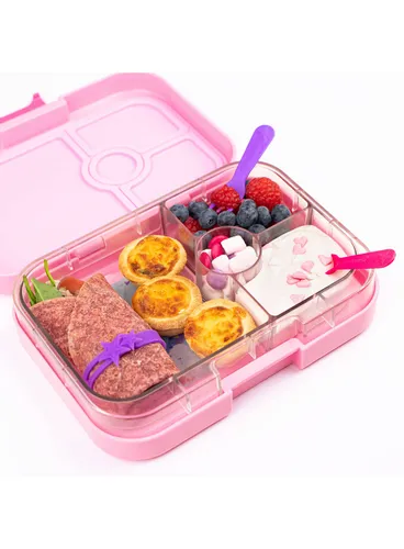 Yumbox Panino-FİFİ pink / Paris'in orta dikdörtgen öğle yemeği kutusu bir tepsi