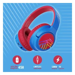 Słuchawki bezprzewodowe PowerLocus Bobo Nauszne Dla Dzieci Bluetooth 5.3 Niebiesko-czerwony