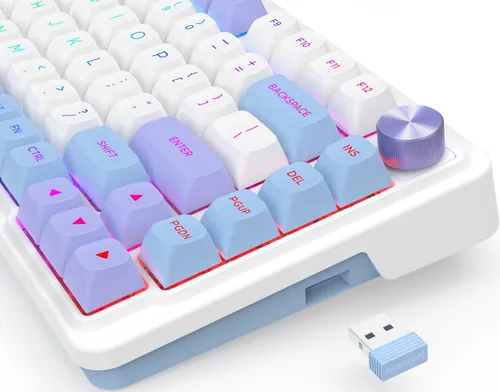 Klawiatura REDRAGON Ucal Max K673WBP RGB Hot Swap Manbo Switch Biało-fioletowo-niebieski