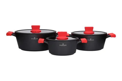 Zestaw garnków Zwieger Obsidian ZW-GO-0930 Indukcja aluminium 6 elementów