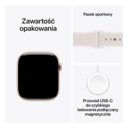 Apple Watch 11 GPS 42mm koperta z aluminium (różowe złoto) + pasek sportowy rozmiar M/L (łagodny róż)