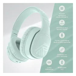 Słuchawki bezprzewodowe PowerLocus P7 Mint Nauszne Bluetooth 5.3 Miętowy