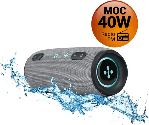 Głośnik mobilny XMUSIC BTS860 Bluetooth, Moc 40W, IP66, Akumulator 5000 mAh,  Radio FM, Szary