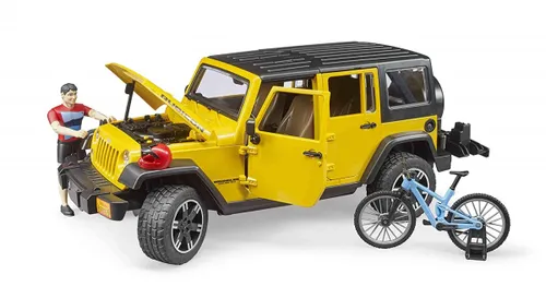 Машинка Bruder Jeep Wrangler Unlimited Rubicon z rowerem górskim i figurką kolarza (02543)