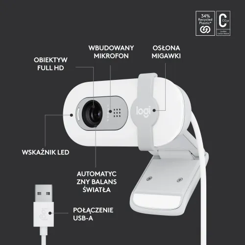 Kamera internetowa Logitech Brio 100 Biały