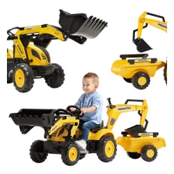 Falk Traktor Na Pedały Komatsu Z Łyżką Koparką I Przyczepą 2-5 Lat