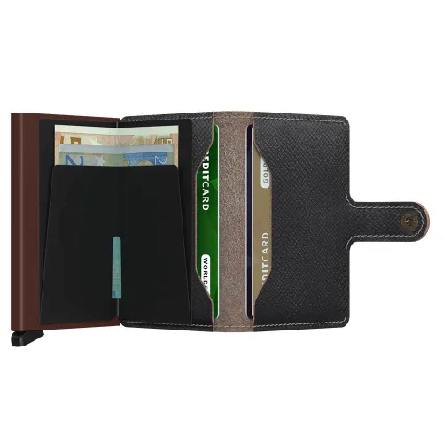 RFID Miniwallet Gizli Saffiano-brown Kılıflı Cüzdan