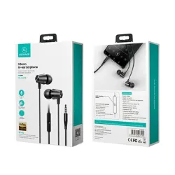 Słuchawki przewodowe USAMS EP-42 jack 3,5 mm Dokanałowe Mikrofon Czarny