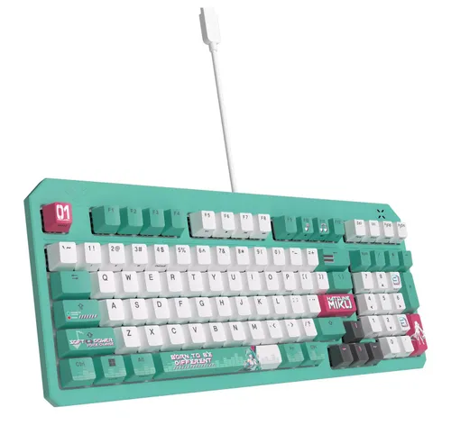 Klawiatura gamingowa ASUS RA09 TUF GAMING K3 GEN II MIKU/RD/US/PBT przewodowa optyczno-mechaniczne podświetlana zielona