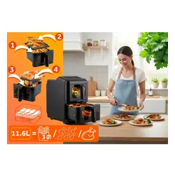 Air Fryer Frytkownica beztłuszczowa BERDSEN BD-663 11.6l z podwójnym koszem i okienkiem do obserwacji postępów gotowania