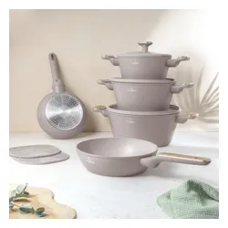 Zestaw patelni i garnków BERLINGER HAUS Taupe Nordic BH-8343 (10 elementów)