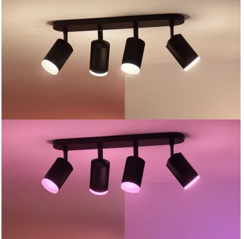 Oświetlenie punktowe Philips Hue White and Color Ambiance Poczwórne Fugato Czarny