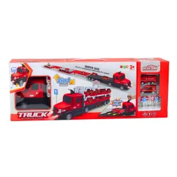Laweta Z Pojazdami Straży Pozarnej Tor Wyścigowy 211Cm 2W1 Dźwięki Znaki