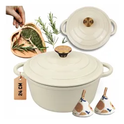 Emaliowany Garnek Żeliwny 24Cm 4L Hage Cream