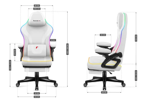 Fotel HUZARO Force 4.6 RGB Biały