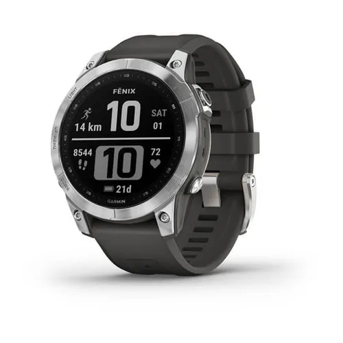 Smartwatch Garmin Fenix 7 srebrny z grafitowym paskiem (010-02540-01)