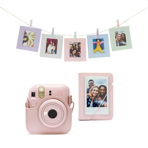 Aparat FUJIFILM Instax Mini 12 Różowy Pokrowiec + Album + Ramki + Sznurek + Klamerki