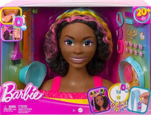 LALKA BARBIE GŁOWA DO STYLIZACJI + akcesoria Afro HMD79