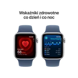 Apple Watch SE 2gen GPS 44mm koperta z aluminium (srebrny) + pasek sportowy rozmiar S/M (denim) 2024 (CPO)