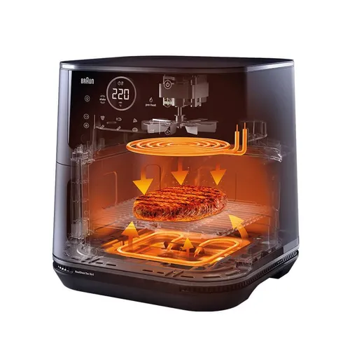 Air Fryer Frytkownica beztłuszczowa BRAUN MultiFry 7 HF7076BK 8l z okienkiem do obserwacji postępów gotowania