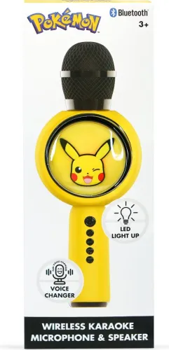 Mikrofon z głośnikiem Bluetooth OTL Technologies Pokémon Pikachu PopSing LED Light Up Wireless Karaoke 5W Żółty