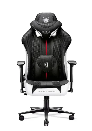 Fotel Diablo Chairs X-Player 2.0 Normal Size Gamingowy do 160kg Skóra ECO Tkanina Czarno-biały