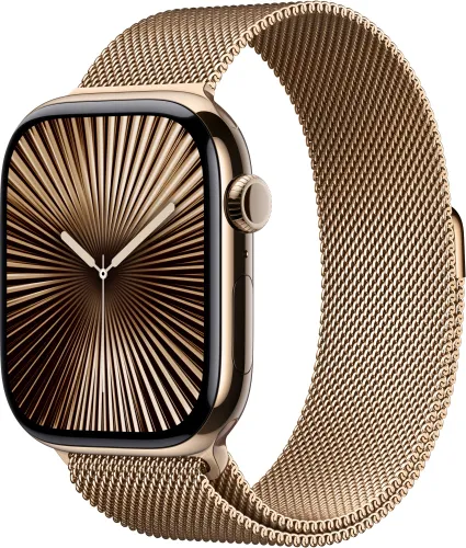 Apple Watch 10 GPS + Cellular 46mm koperta z tytanu (złoty) + bransoleta mediolańska rozmiar S/M (złoty)