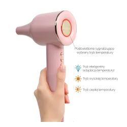 Suszarka do włosów Zehnder Flavia Jonizacja Dyfuzor Zimny nawiew 1600W 3 prędkości 3 temperatury Różowy