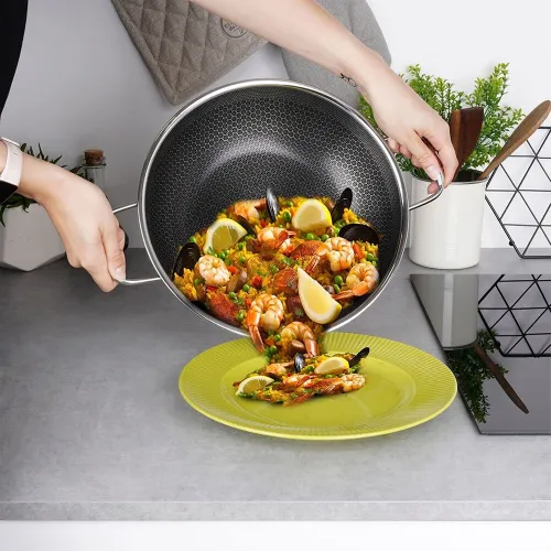 Patelnia wok stalowa nieprzywierająca COOKCELL 28 cm