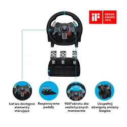 Kierownica Logitech G29 Racing Wheel z pedałami do PS5, PS4, PS3, PC Force Feedback + G435 Lightspeed Nauszne Czarny