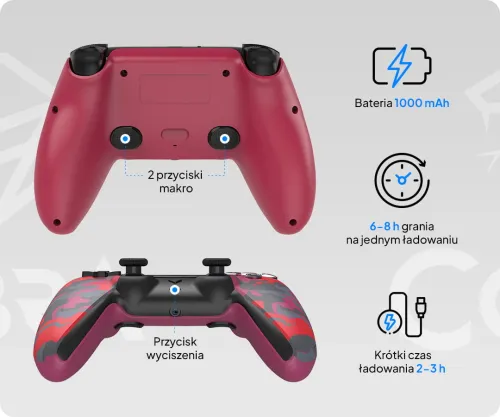 Pad Cobra QSP575CRD do PS5, PC, Android, iOS Bezprzewodowy/Przewodowy Camo Czerwony