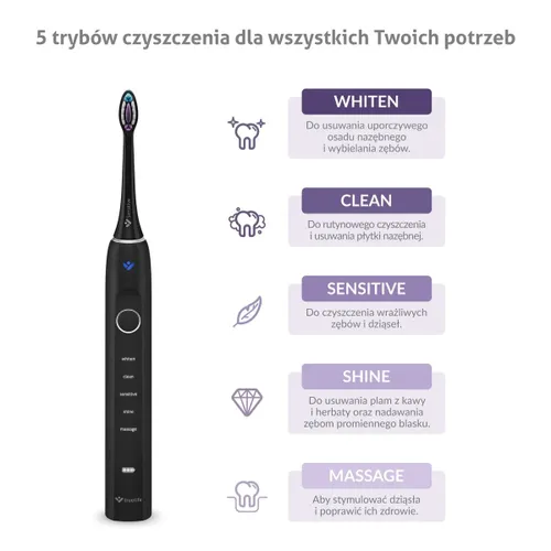 Szczoteczka soniczna TRUELIFE SonicBrush Clean70 UV Czarny