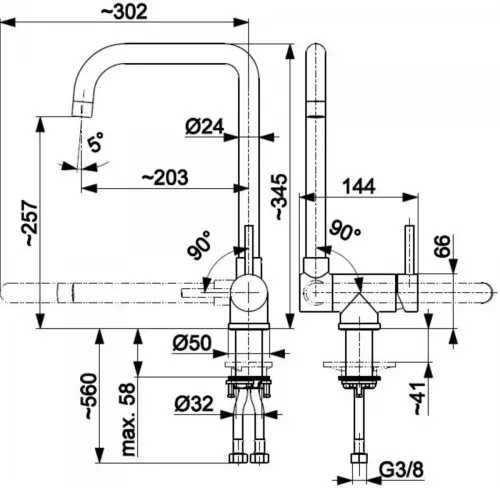 Bateria KFA Armatura 6823-915-22 Inox Mosiądz