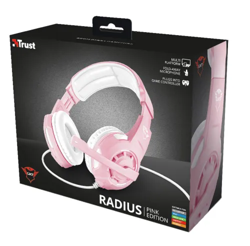 Słuchawki przewodowe z mikrofonem Trust GXT 310P Radius Gaming Headset Nauszne Różowy