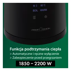 Czajnik ProfiCook PC-WKS 1243 1,7l 2200W Regulacja temperatury