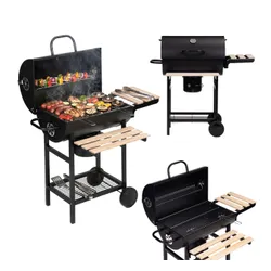 Grill węglowy ogrodowy z pokrywą termometr popielnik drewniane półki MultiGarden