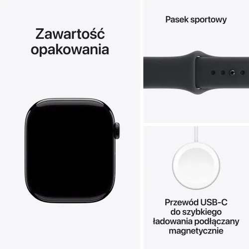 Apple Watch 11 GPS + Cellular 46mm koperta z aluminium (onyks) + pasek sportowy rozmiar M/L (czarny)