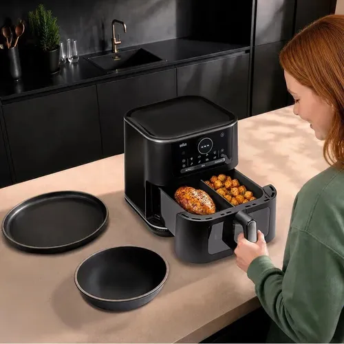 Air Fryer Frytkownica beztłuszczowa BRAUN MultiFry 7 HF7076BK 8l z okienkiem do obserwacji postępów gotowania