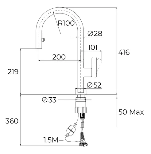Bateria TEKA Oval 9382 116020013 Chrom