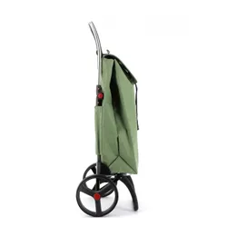 Coș De Cumpărături 2 Large Wheels Folding Rolser I-Max Tweed-Green