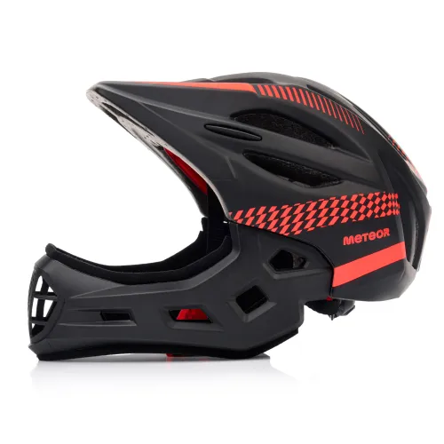 Kask rowerowy full-face METEOR Lupus S 48-52 cm czarny/czerwony