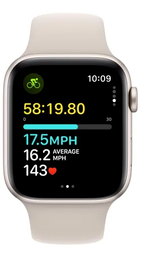 Apple Watch SE GPS + сотовый 44 мм алюминиевый лунный светящийся / лунный светящийся Спортивный ремешок M / L