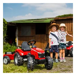 Traktor Na Pedały Dla Dzieci 3-6 Lat Do 50Kg Falk Massey Ferguson Przyczepa Klakson Łańcuch
