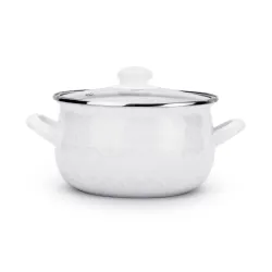 Garnek emaliowany z pokrywką EMALIA POLSKA PLESZEW PYZA DIAMOND BIAŁY 2,8 l