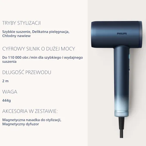 Suszarka PHILIPS Seria 9000 BHD956/10 Granatowy 1400W