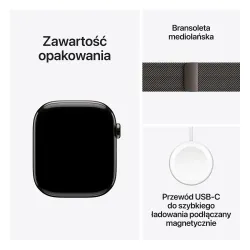 Apple Watch Series 10 GPS + Cellular koperta 46mm tytan łupek bransoleta mediolańska łupek M/L
